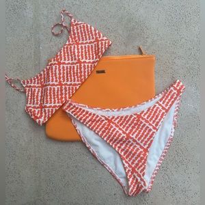 Orange/White Mica Triangl bikini set